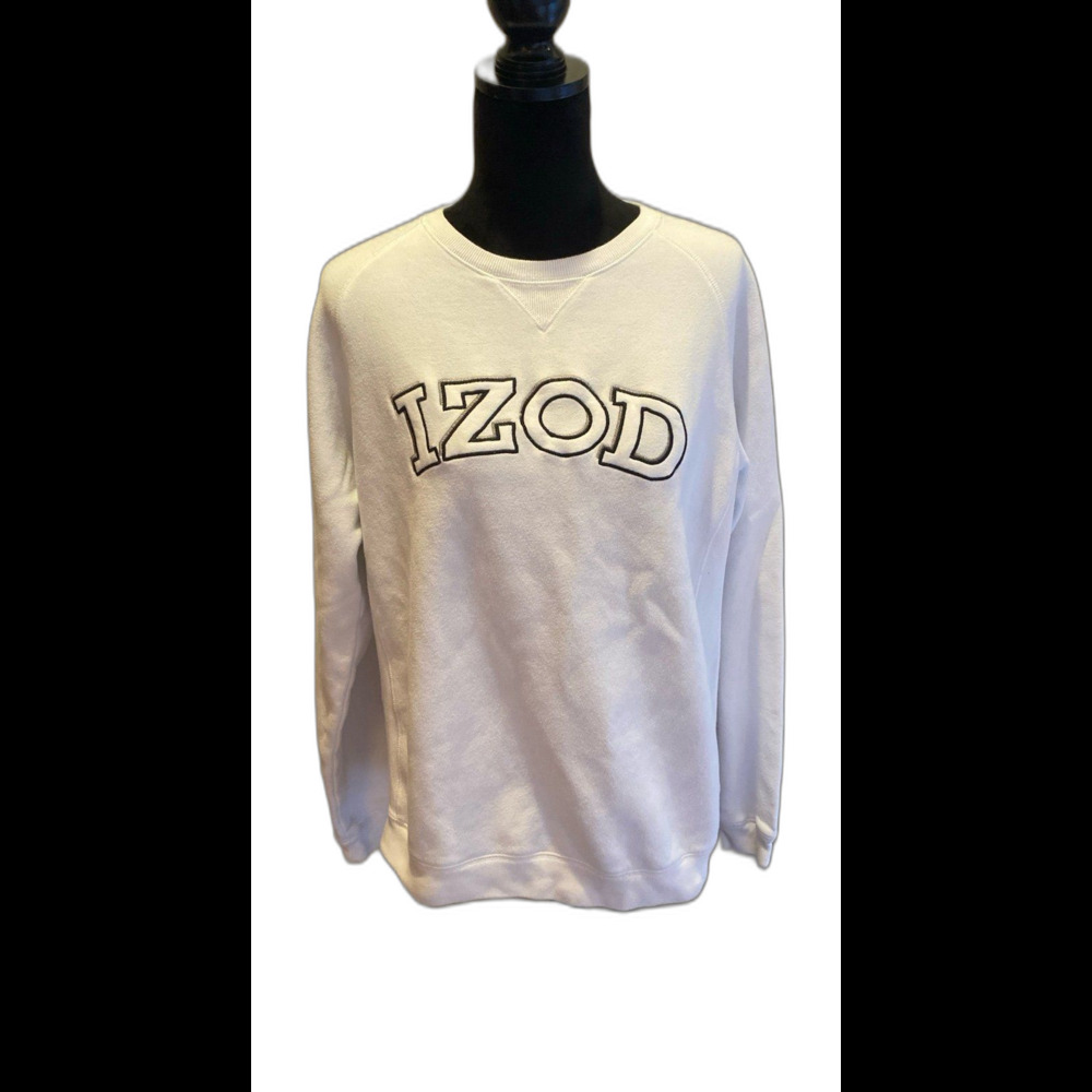 Izod Sweatshirt size Large Color Cream Inset Sides EUC Soft Versatile‎ Casual